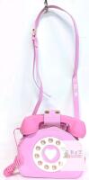 Betsey Johnson Call Me Pink Rotary Phone Crossbody Bag with Working Wired Handset, Heart Dial