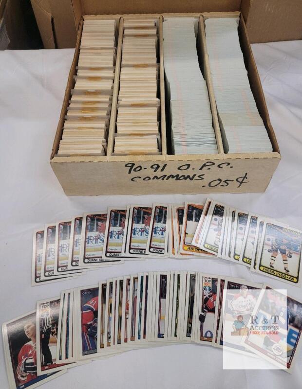 1990 - 1992 O Pee Chee NHL Hockey Trading Card Singles in Quad Long Box . 2 rows for each year