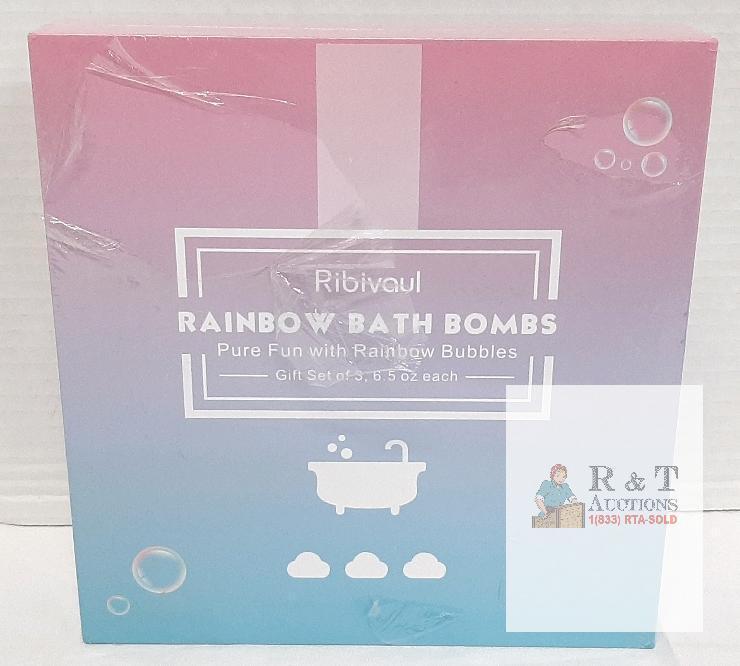 Exp 3/19/2024, Ribivaul Rainbow Bath Bomb Gift Set, 5 Pack, 5.5 oz Each, Sealed,