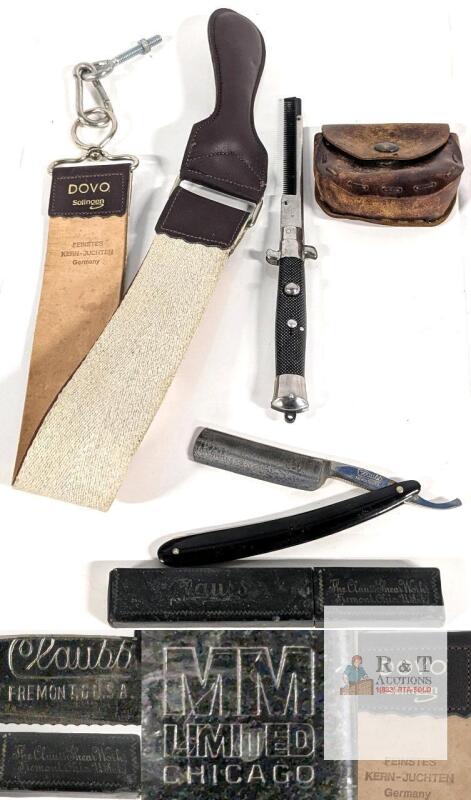 Vintage Dovo Straight Razor Kit &ndash; Clauss USA Razor, MM Limited Comb, Strop & Leather Pouch