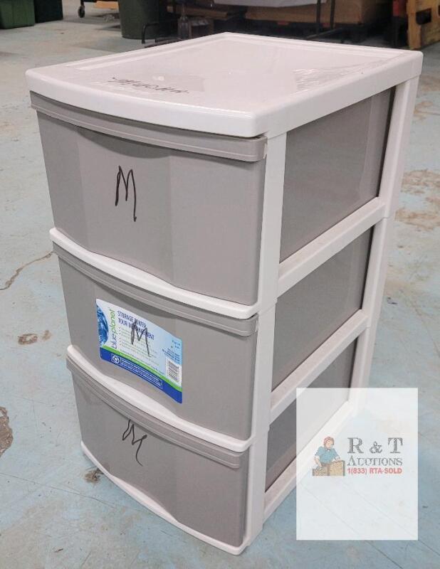 Blue Planet 3-Drawer Storage Tower, 16.5"x13.75"x26.5", Plastic, Grey/White, Recycled Content