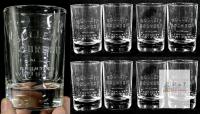 Set of 8 Bulleit Bourbon 2 oz Glasses, Embossed Heavy-Bottom Whiskey/Shot Glasses, 3" Tall