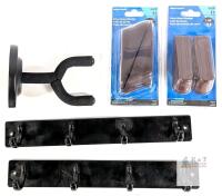 Mixed Hardware Lot &ndash; 2 Wall Mount 4-Hook Racks, Foam Padded Hanger, Hillman Door Stop Wedges