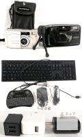 Olympus Infinity Zoom 80 & Vivitar VP4500 Film Cameras, Dell KB216t Keyboard, 3 USB Adapters Bundle