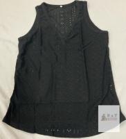 NEW isermeo Black Eyelet Sleeveless V Neck Tank Top, Size M, 2024 Model, X0043M5I2H