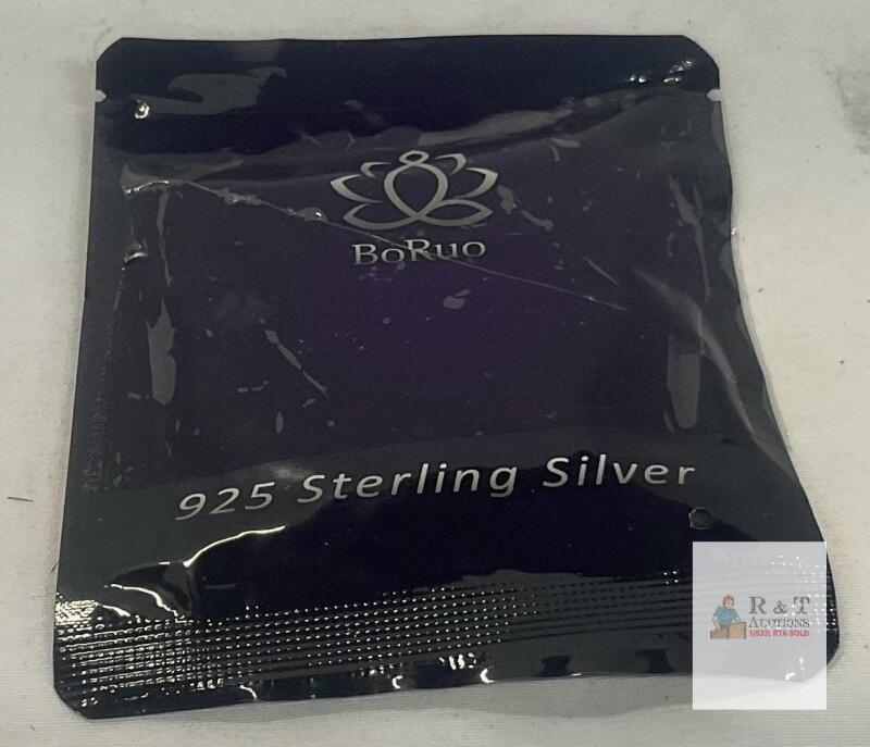 BoRuo 22" Sterling Silver Cable Chain Necklace, 925, Lobster Claw Clasp, Branded Pouch