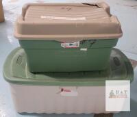 Rubbermaid Roughneck 2644 Storage Tote 50 Gal & Large Rubbermaid Tote, Hinged & Stackable