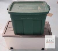 Rubbermaid Roughneck 18 Gal Storage Bin & 20 Gal Clear Plastic Tote with Wheels, Lids Included