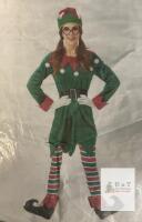 NEW Christmas Elf Costume Adult Female, Small, Green & Red, W/ Accessories, Polyester, Model 1938