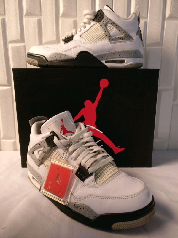 The Air Jordan 4 Retro White Cement Sneakers - Men's 10