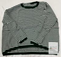 NEW Women's XXL Green Striped Pullover Sweatshirt, Long Sleeve, Cotton Blend, X003VCAHAD