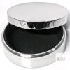 New Round Chrome-Plated Jewelry / Trinket / Rosary Box With Screw-On Lid, Mirror-Finish With Lined Interior, 3" Diameter &times; 1.25" Tall