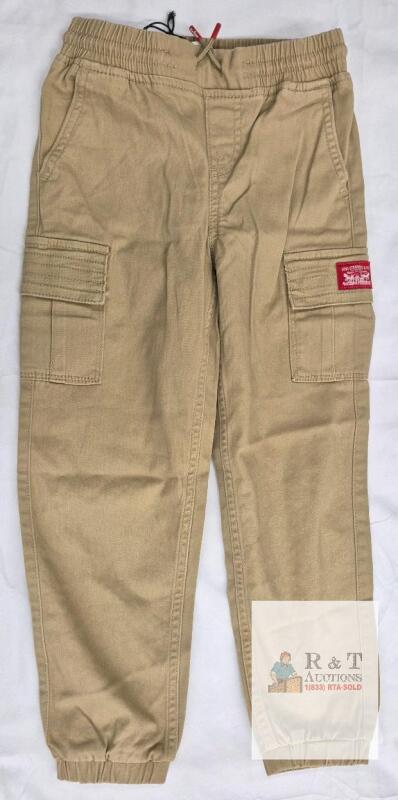 NEW Levi&rsquo;s Boys Cargo Jogger Pants, Khaki, Size 7, 98% Cotton, Elastic Waist, 6 Pockets, New with Tags