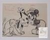 Framed Walt Disney Studios Animation Sketch: Mickey Mouse & Pluto, Scene 6a, approx 15.5"x12.5" - 2