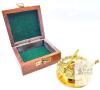 New 2.5" Solid Brass Combination Sundial & Compass in Wooden Box Latch Styles Vary