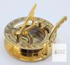 New 2.5" Solid Brass Combination Sundial & Compass in Wooden Box Latch Styles Vary - 2