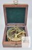 New 2.5" Solid Brass Combination Sundial & Compass in Wooden Box Latch Styles Vary - 5