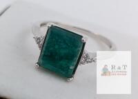 Stunning 2.9 ct Certified Silver Emerald gemstone Ring ($4,800 Appraisal)