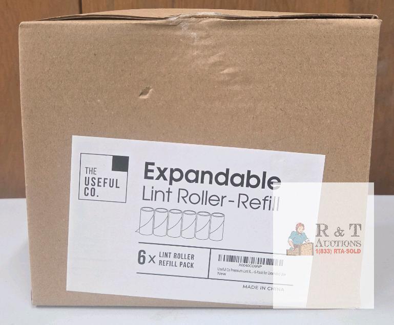 NEW The Useful Co. Expandable Lint Roller Refill 6-Pack, 60 Sheets/Roll, Fits Standard Handles, White