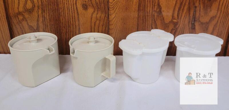 Tupperware Vintage Canadian Creamer Pitchers & Syrup Dispensers Set, 16 oz, 4-Piece