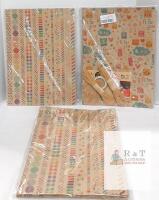 3 NEW Gift Wrapping Paper Set, Kraft Sheets 19"x27.5", Tags, Twine, Stickers, "Happy Gift for You"