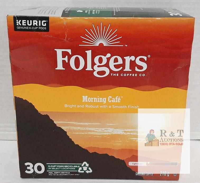 (BB July 16, 2025) Folgers Morning Caf&eacute; Keurig K-Cup Pods, Light Roast, 30 Count Box, 210g, Batch 4198 684 PL046 KA