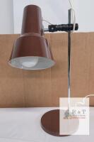 WORKING Vintage Brown Adjustable Desk Lamp, Metal Shade, 15" Height, Rotary Switch, E26 Socket