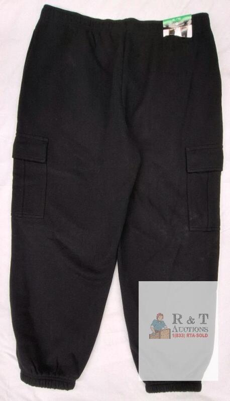 NEW Tuff Athletics XL Black Cargo Sweatpants Joggers, Elastic Waist & Cuffs, 6 Pockets