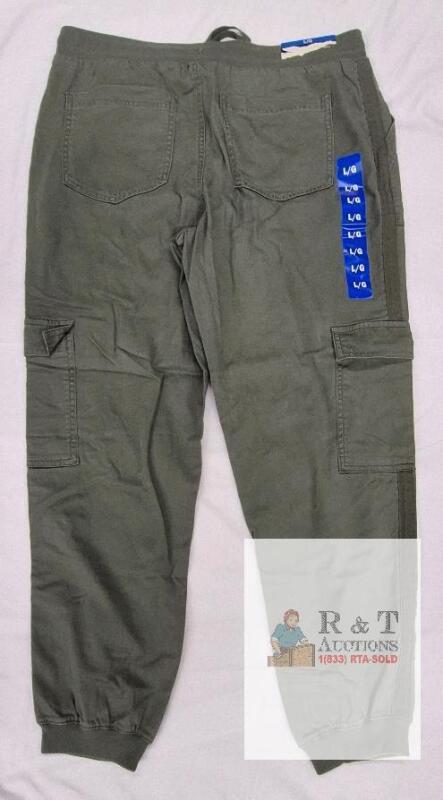NEW Splendid Cargo Jogger Pants, Large, Olive Green, 97% Cotton, Drawstring Waist, 6 Pockets
