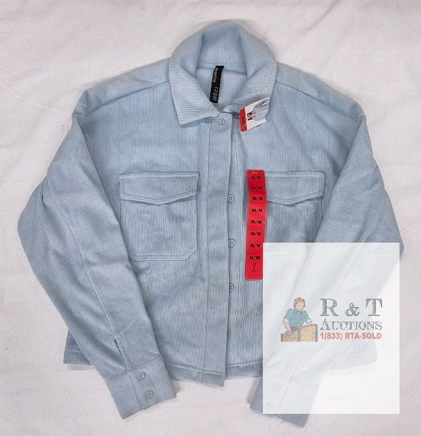 NEW Mondetta Women's Corduroy Shirt Jacket Light Blue Size M 2 Chest Pockets RN88201
