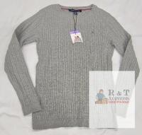 NEW Tommy Hilfiger Women's Cable Knit Sweater XS Gray Slim Fit Cotton Blend