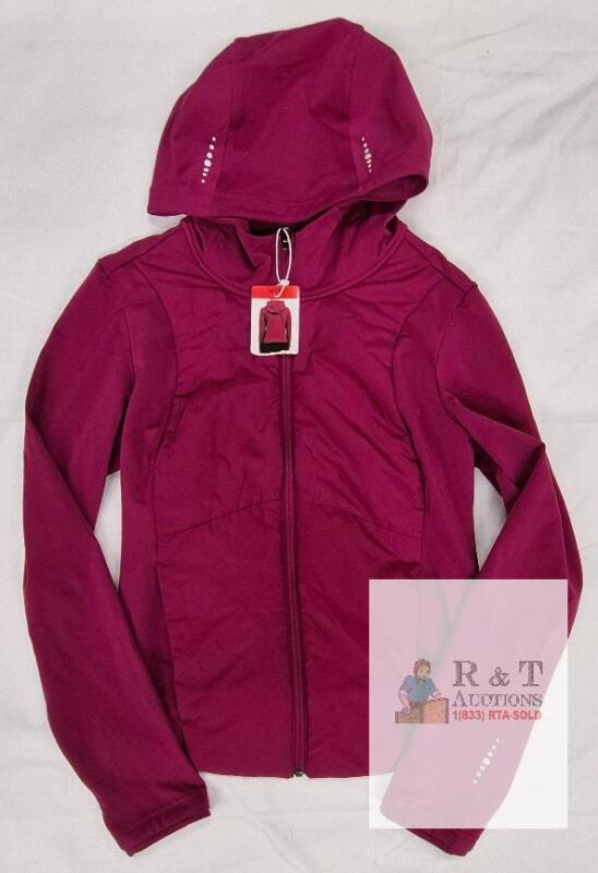NEW Tuff Athletics Performance Full Zip Magenta Hoodie Jacket, Women's Medium, Reflective Details, Hood
