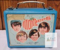 1967 Thermos The Monkees Metal Lunch Box, Blue, Band Graphics, No Thermos, Vintage USA