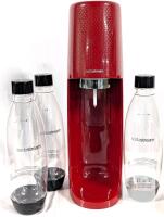 SodaStream Fizzi Red Carbonated Drink Maker with 3 x 1L Bottles, Manual Operation