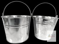 2 Galvanized Metal Beer Pails, Model 751802, LCBO, 10 Qt, Made in Canada, UPC 69478920332x