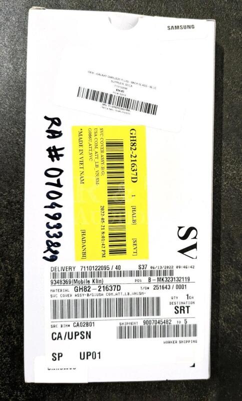 New OEM Samsung Galaxy G986 (S20 Plus) Black Glass + Blue Supplier SECA.