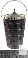 Illustratone B-26 Mid-Century Modern Black Geometric Ice Bucket, Gold-Tone Handle, Made in USA