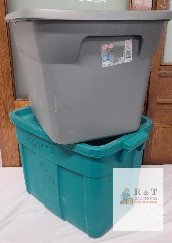 Sterilite 18 Gal (68L) Storage Tote 1815 Gray with Lid + Unbranded 18 Gal Teal Tote with Lid