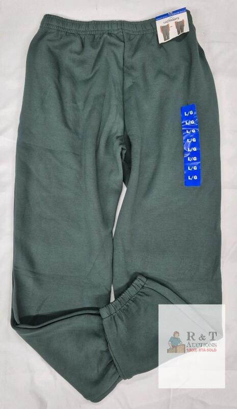 NEW Lazypants Green Sweatpants Large, Inseam 29.5", Elastic Waist, Side Pockets, New w/ Tags
