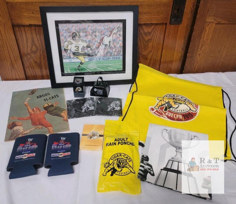 Hamilton Tiger-Cats & CFL Lot: 1961 Program, 1999 Grey Cup Art, 2012/13 Memorabilia