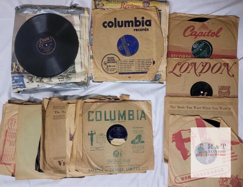 Vintage 78 RPM Shellac Records Lot - Columbia, Decca, Capitol, London Labels, 1940s-1950s Era