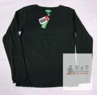 NEW United Colors of Benetton Long Sleeve Crew Neck Top, Dark Green, Size M, 100% Cotton, New w/ Tags