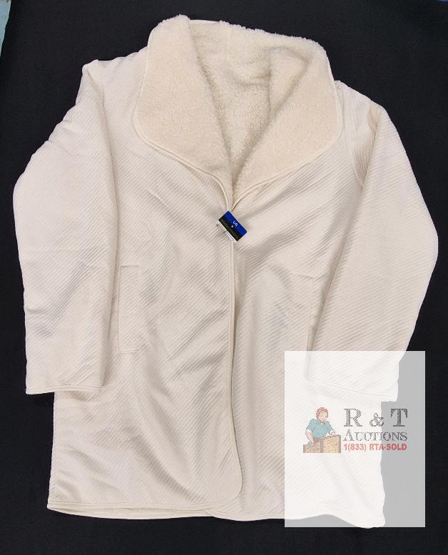 NEW Weatherproof Women's Large Cream Sherpa Lined Jacket, Shawl Collar, Two Pockets, New w/ Tag
