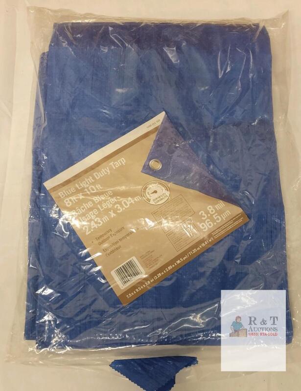 NEW 8x10 ft Blue Light Duty Poly Tarp, 3.8 mil Thickness, HDX 1000 415 389, Waterproof, New
