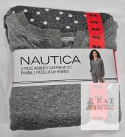 NEW Nautica 2-Piece Women&rsquo;s Sleepwear Set, Grey Polka Dot Pants, Top, Medium, 95% Polyester