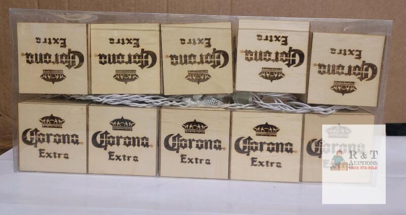 Corona Extra LSO10F String Lights, Wood Cube Covers, 10 Lights, Indoor/Outdoor, 120V