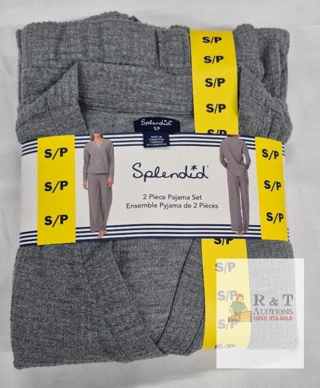 NEW Splendid 2 Piece Pajama Set Small S/P Heather Gray Ribbed Button Top & Pants Cambodia