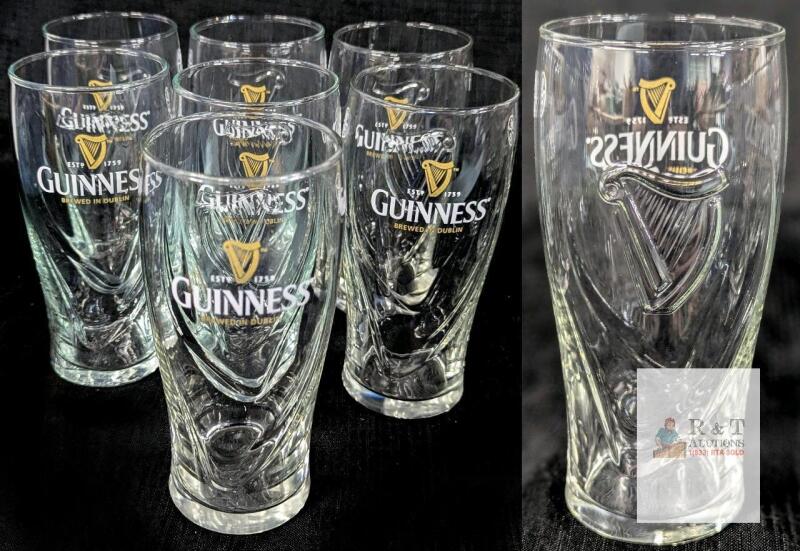 Guinness Gravity Pint Glasses, 20 oz, Gold Harp Embossed, 2013 Mark