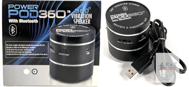 Power Pod 360 Bluetooth Vibration Speaker, 5W, 600mAh, 360&deg; Sound, S/N 29645A5181