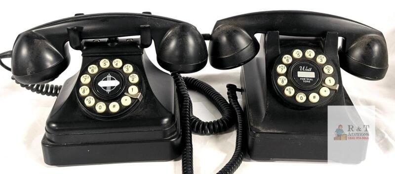 Crosley Model 302 & CR62 Black Rotary-Style Corded Telephones, Push-Button Dial, Vintage Look